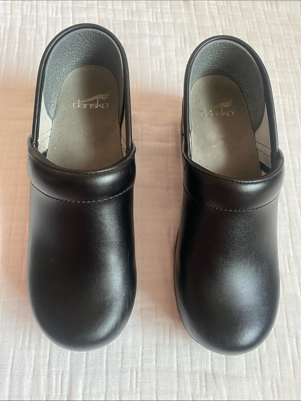 Dansko Men's Black Leather Slip-On Clogs